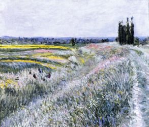 The Plain at Gennevilliers, Group of Poplars - Gustave Caillebotte Oil Painting
