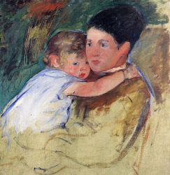 Sketch of Anne and Her Nurse -   Mary Cassatt oil painting,