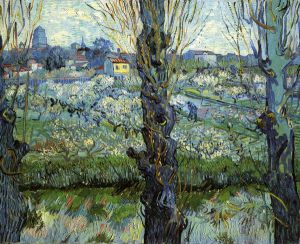 Orchard in Bloom with Poplars - Vincent Van Gogh Oil Painting