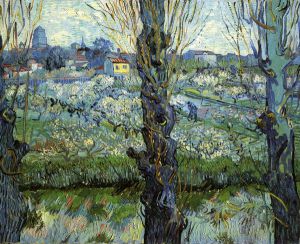 Orchard in Bloom with Poplars -   Vincent Van Gogh Oil Painting