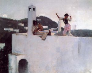 Capri Girl on a Rooftop - Oil Painting Reproduction On Canvas