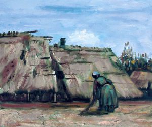 Peasant Woman Digging in Front of her Cottage -  Vincent Van Gogh Oil Painting