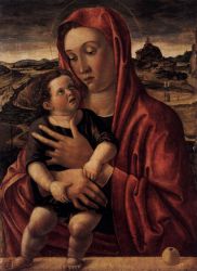 Madonna, with Child Standing on a Parapet - Giovanni Bellini Oil Painting