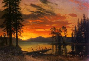 Sunset over the River -   Albert Bierstadt Oil Painting