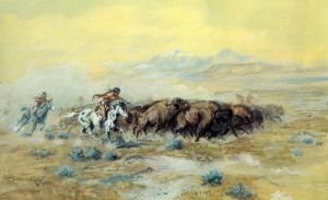 The Buffalo Hunt -   Charles Marion Russell Oil Painting