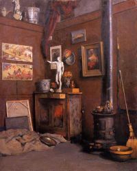 Interior of a Studio with Stove - Gustave Caillebotte Oil Painting