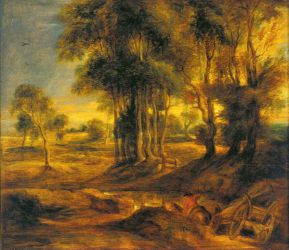 Landscape with the Carriage at the Sunset - Peter Paul Rubens Oil Painting