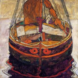 Trieste Fishing Boat -   Egon Schiele Oil Painting