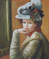 Young Girl in a White Hat III - Oil Painting Reproduction On Canvas