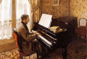 Young Man Playing the Piano -   Gustave Caillebotte Oil Painting