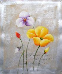 Modern Abstract-Purple and Yellow Flowers - Oil Painting Reproduction On Canvas