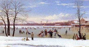 Skating in the Bois de Boulogne -  Conrad Wise Chapman Oil Painting