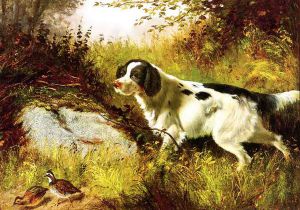 Dog and Quail - Arthur Fitzwilliam Tait Oil Painting