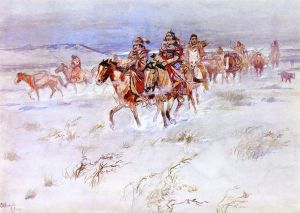 Crees Coming in to Trade - Charles Marion Russell Oil Painting