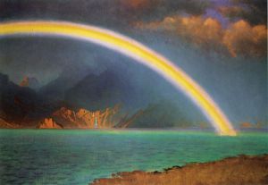 Rainbow over Jenny Lake, Wyoming -   Albert Bierstadt Oil Painting