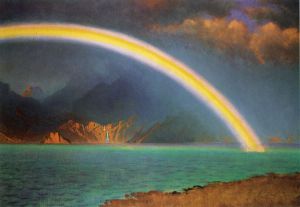 Rainbow over Jenny Lake, Wyoming - Albert Bierstadt Oil Painting