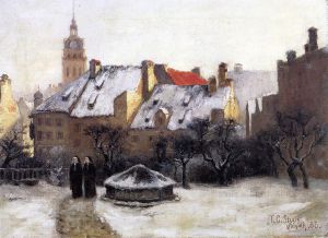 Winter Afternoon-Old Munich - Oil Painting Reproduction On Canvas