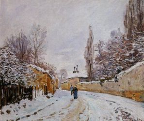 Road under Snow, Louveciennes - Alfred Sisley Oil Painting