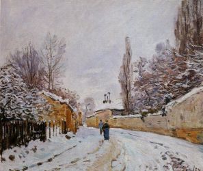 Road under Snow, Louveciennes -  Alfred Sisley Oil Painting