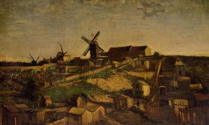 View of Montmartre with Windmills - Vincent Van Gogh Oil Painting