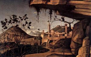 St Jerome Reading in the Countryside (detail) -  Giovanni Bellini Oil Painting