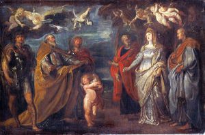 St George with Martyrs Maurus, Papianus, Domitilla, Nerus and Achilleus -  Peter Paul Rubens oil painting