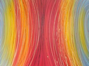Modern Abstract-Hydrographic, Red and Yellow - Oil Painting Reproduction On Canvas