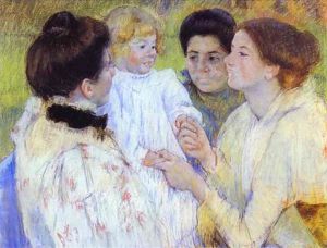 Women Admiring a Child -   Mary Cassatt oil painting,