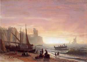The Fishing Fleet -   Albert Bierstadt Oil Painting