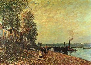 The Tugboat -  Alfred Sisley Oil Painting