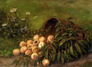 Still Life with Peaches - Thomas Worthington Whittredge Oil Painting