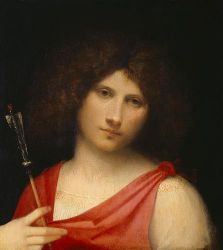 Young Man with Arrow -  Giorgio Barbarelli da Castelfranco Oil Painting