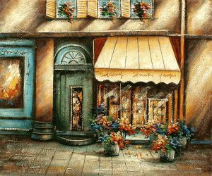 Sidewalk Flower Shop - Oil Painting Reproduction On Canvas