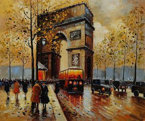 L\'Arc De Triomphe at Sunset - Oil Painting Reproduction On Canvas
