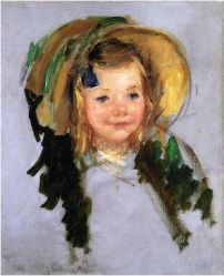 Sara in a Bonnet - Mary Cassatt Oil Painting