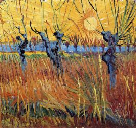 Pollard Willow with Setting Sun -   Vincent Van Gogh Oil Painting