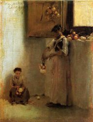 Stringing Onions -  John Singer Sargent Oil Painting