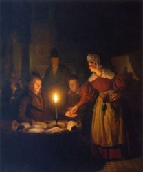 The Poultry Seller - Petrus Van Schendel Oil Painting