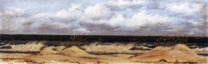 Florida Beach Scene with Sand Dunes, Sea Oats and Surf -  William Aiken Walker Oil Painting