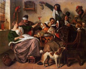 As the Old Sing, So Pipe the Young - Jan Steen oil painting