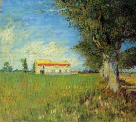 Farmhouse in a Wheat Field -  Vincent Van Gogh Oil Painting