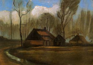 Farmhouses among Trees -   Vincent Van Gogh Oil Painting