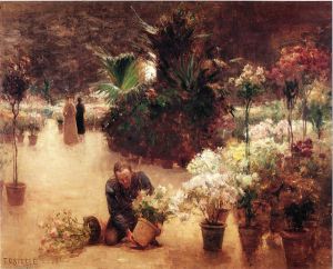 Flower Mart - Theodore Clement Steele Oil Painting