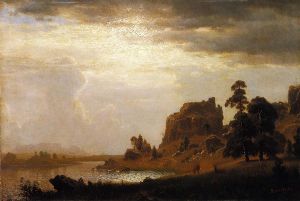 On the Sweetwater near the Devil\'s Gate -  Albert Bierstadt Oil Painting