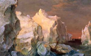 Icebergs and Wreck in Sunset - Frederic Edwin Church Oil Painting