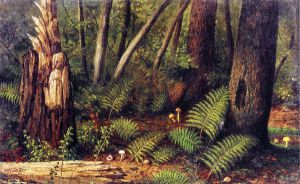 Forest with Ferns and Mushrooms -  William Aiken Walker Oil Painting