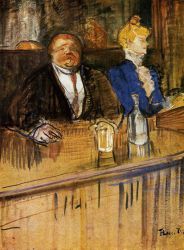 At the Cafe: The Customer and the Anemic Cashier -  Henri De Toulouse-Lautrec oil painting