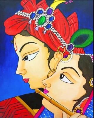 India Folk art - 100% handmade oil painting