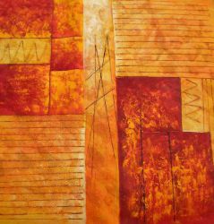 Modern Abstract-Yellow and Red - Oil Painting Reproduction On Canvas