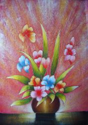 Modern Abstract-A Bottle of Flowers - Oil Painting Reproduction On Canvas